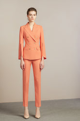 Peach Cape Style Double Breasted Pantsuit - FashionByTeresa